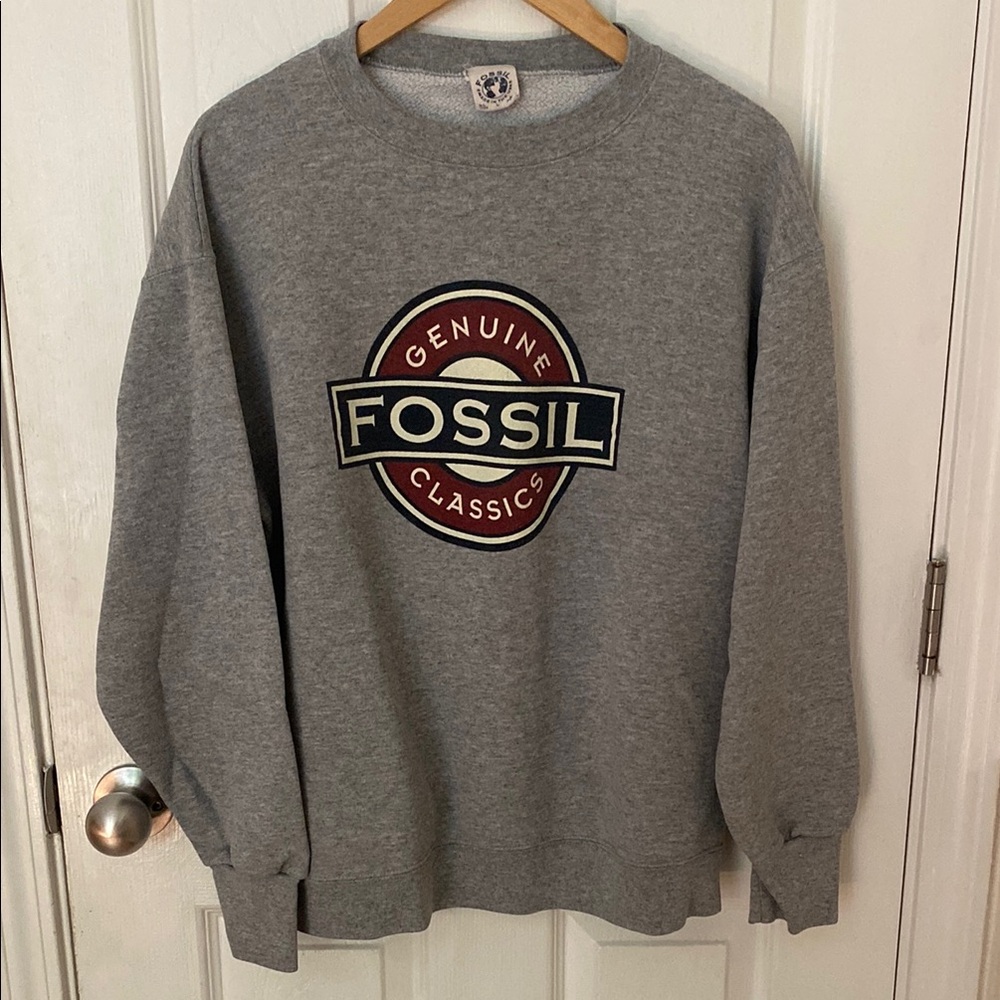 Men’s VTG Fossil Grey Crew Neck Sweater sz L